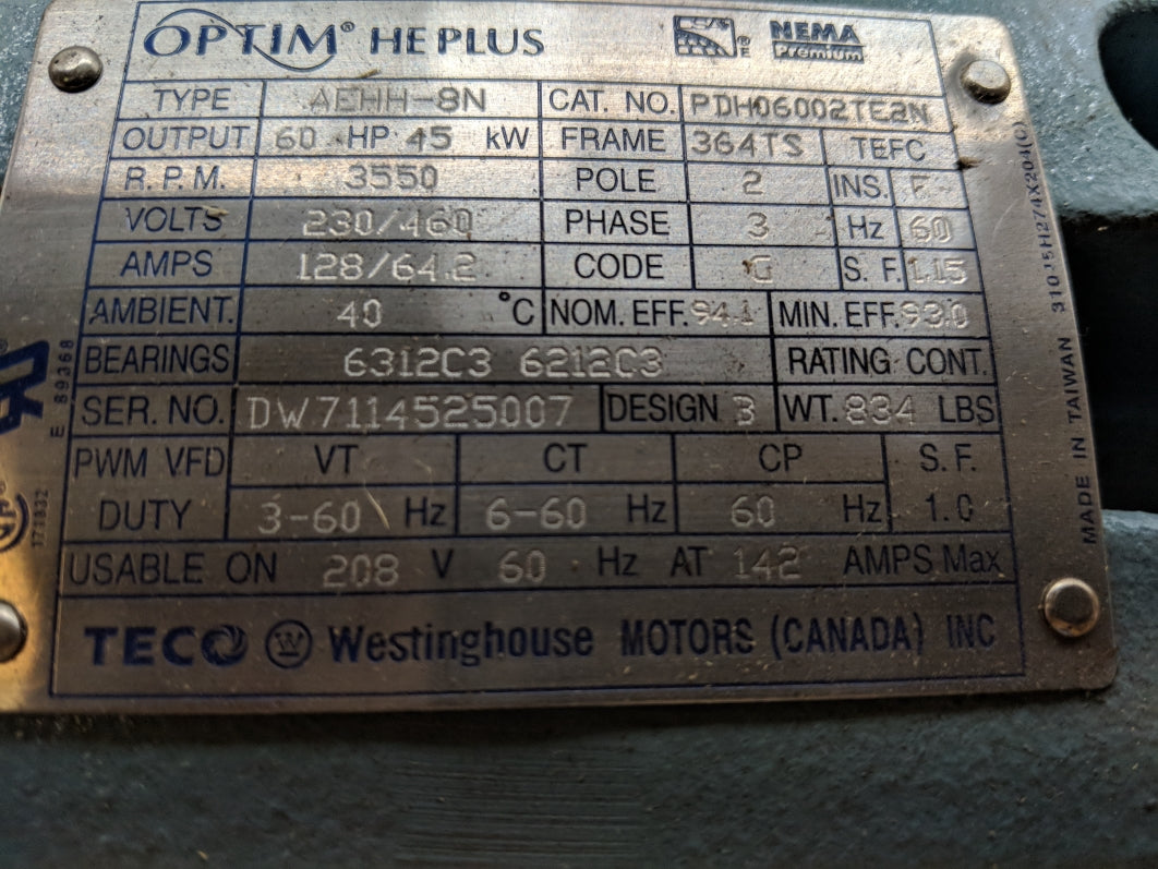 TECO WESTINGHOUSE AEHH-8N PDH06002TE2N NSMP