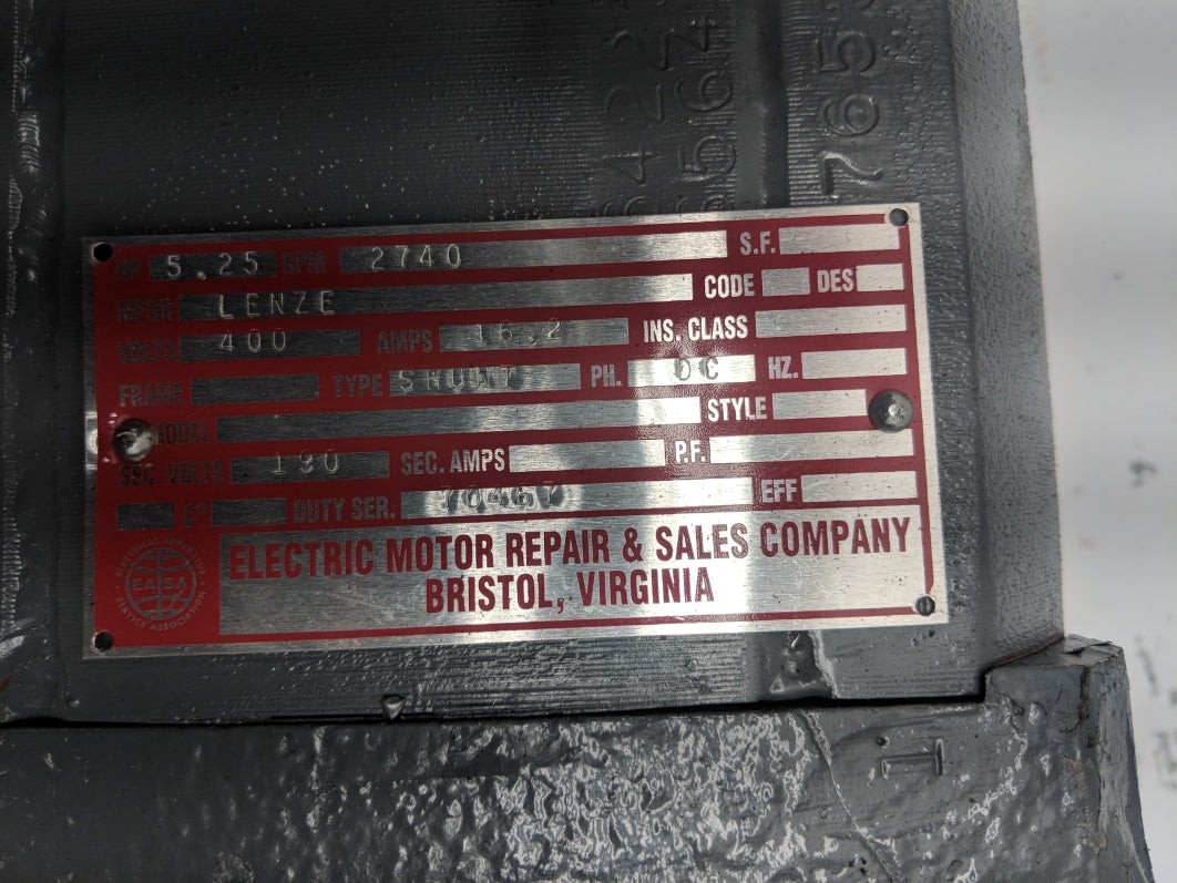 LENZE MOTOR 400V 16.2A 2740RPM 5.25HP UNMP