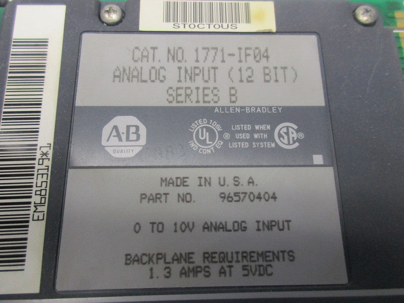 ALLEN BRADLEY 1771-IF04 SER. B UNMP