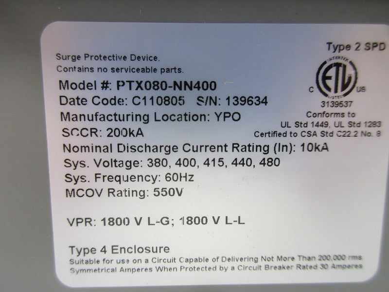 EATON PTX080-NN400 NSMP