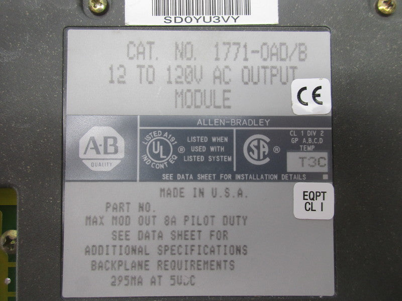 ALLEN BRADLEY 1771-OAD SER. B 12-120VAC (NO TERMINAL) UNMP