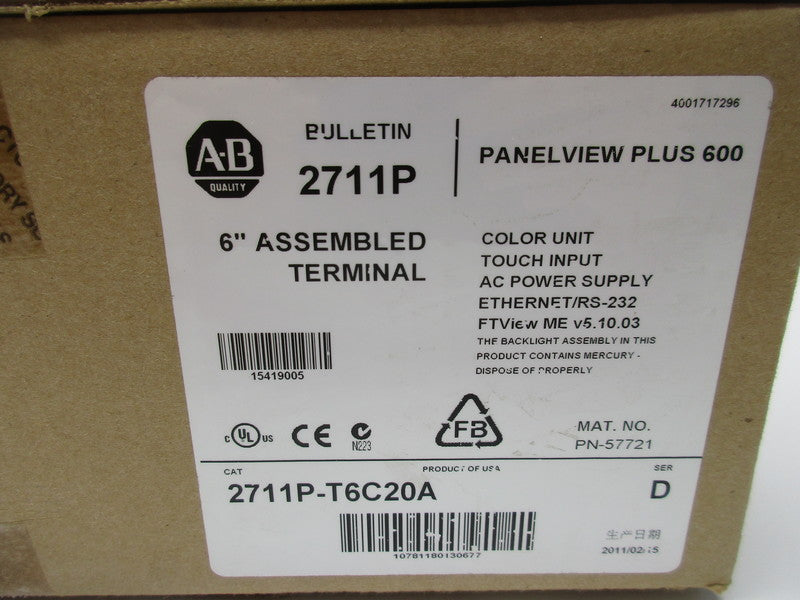 ALLEN BRADLEY 2711P-T6C20A SER. D DATE: 02/2011 NSFS