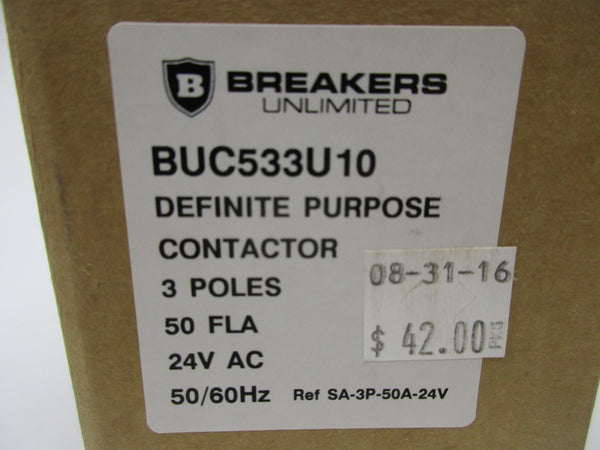 BREAKERS UNLIMITED BUC533U10 50A 24VAC NSMP
