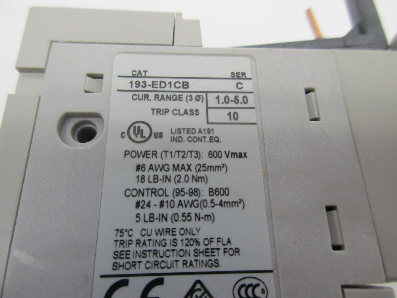 ALLEN BRADLEY 193-ED1CB SER. C 600V 1.0-5.0A UNMP