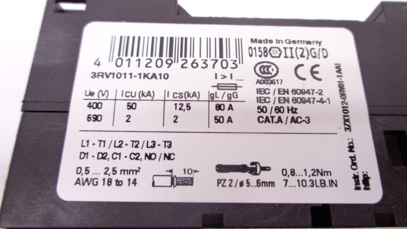 SIEMENS 3RV1011-1KA10 9-12A NSMP