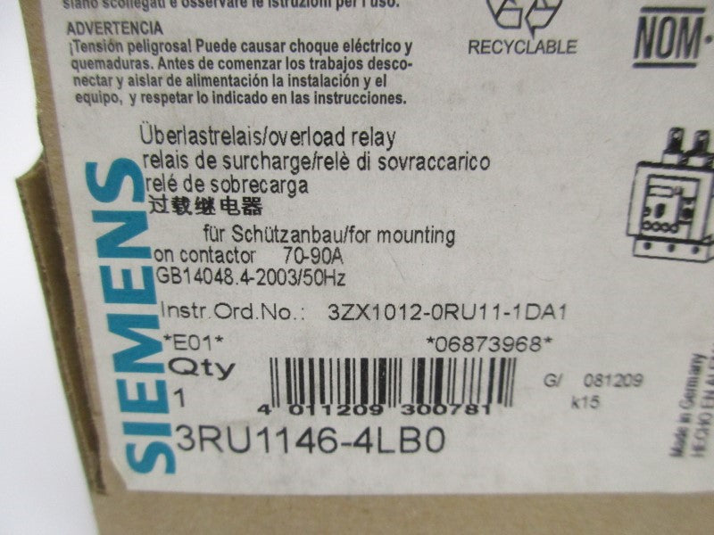 SIEMENS 3RU1146-4LB0 70-90A NSMP