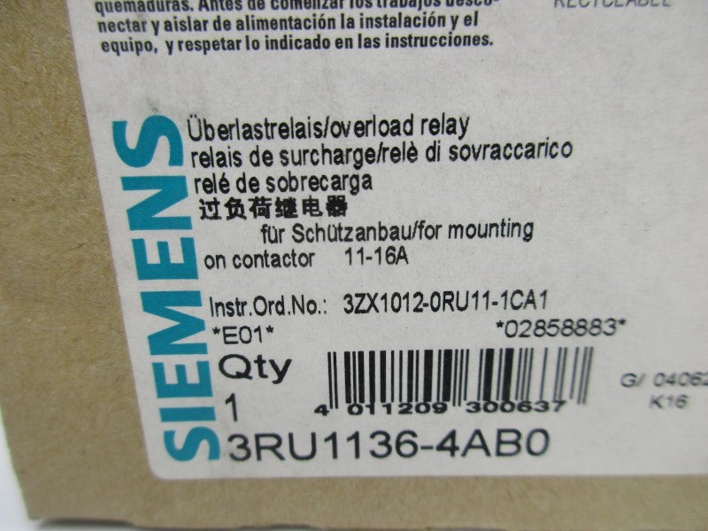 SIEMENS 3RU1136-4AB0 11-16A NSMP