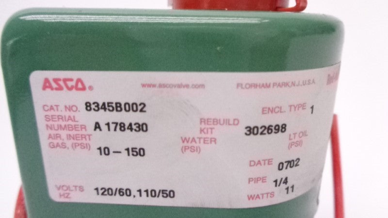 ASCO 8345B002 110/120V 10-150PSI 1/4" NSNP