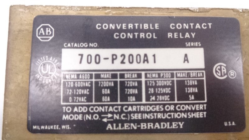ALLEN BRADLEY 700-P200A1 SER. A UNMP