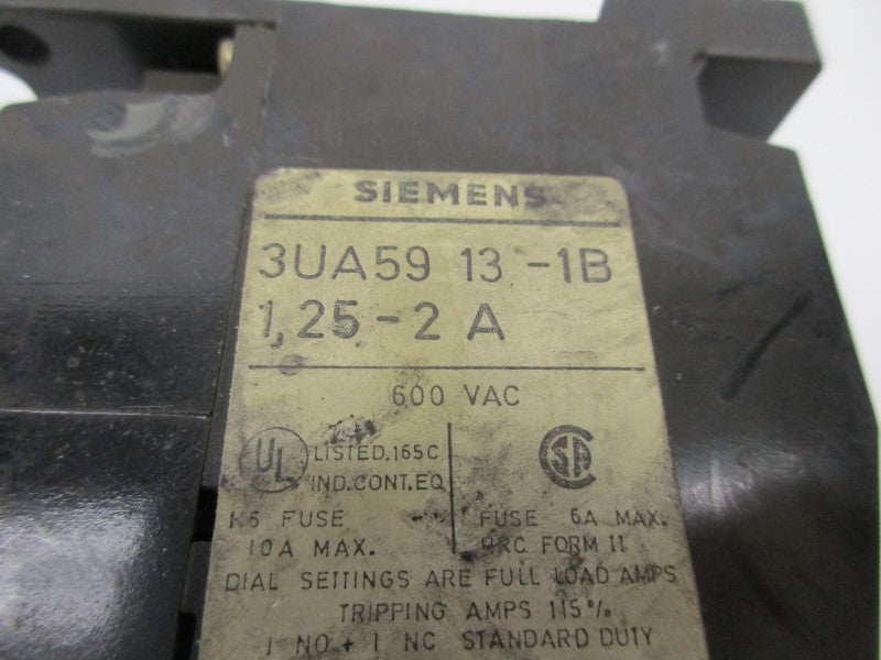 SIEMENS 3UA5913-1B 1.25-2A 600VAC UNMP