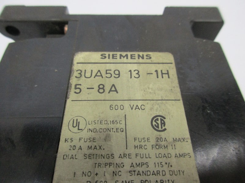 SIEMENS 3UA5913-1H 5-8A 600VAC UNMP