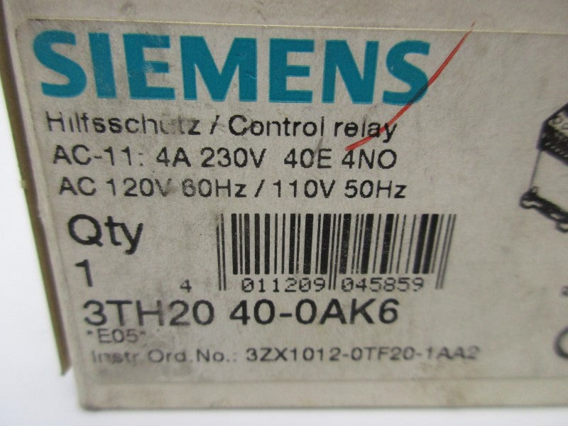 SIEMENS 3TH2040-0AK6 4A 110/120V NSMP