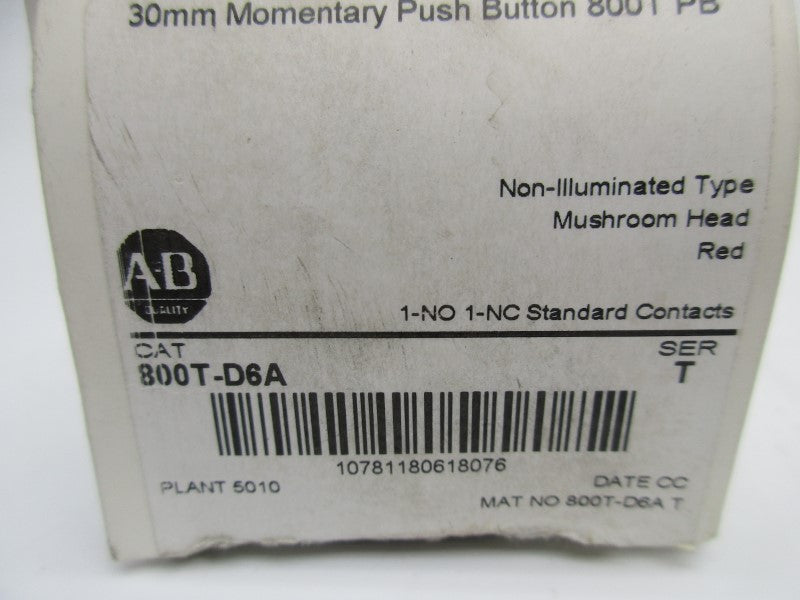 ALLEN BRADLEY 800T-D6A SER. T (AS PICTURED) (WH) NSMP