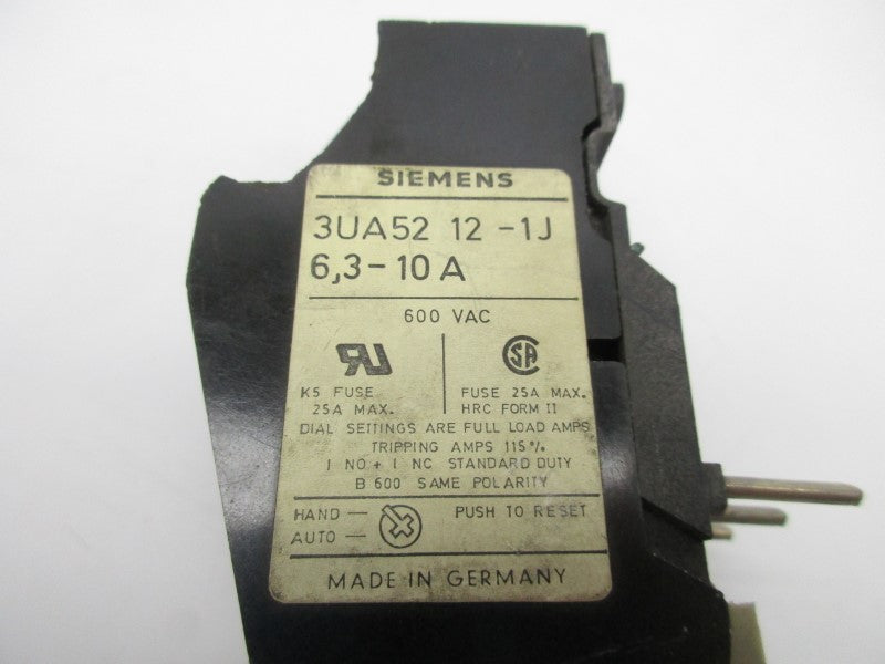 SIEMENS 3UA5212-1J 6.3-10A 600VAC UNMP