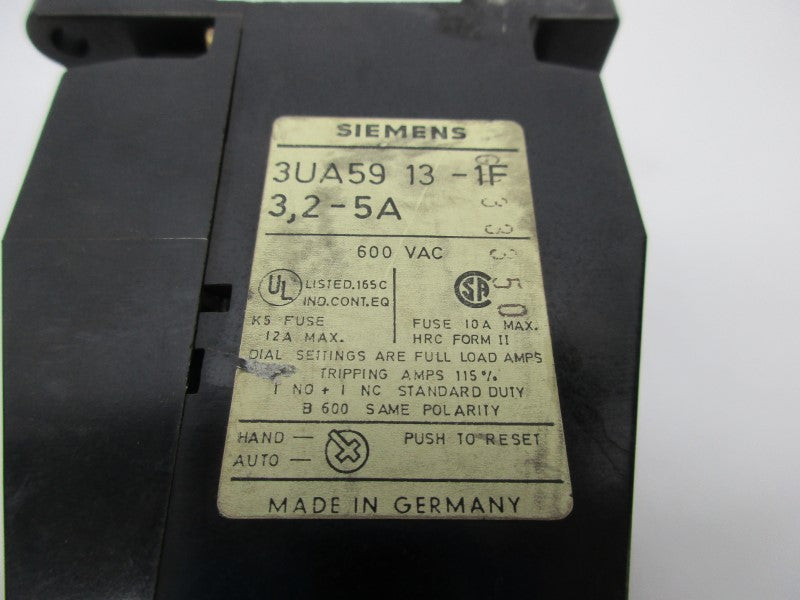 SIEMENS 3UA5913-1F 3.2-5A 600VAC UNMP