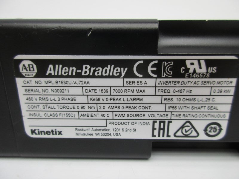 ALLEN BRADLEY MPL-B1530U-VJ72AA SER. A NSMP