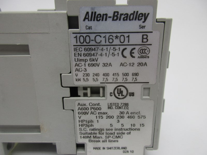 ALLEN BRADLEY 100-C16D01 SER. B 110/120V NSNP