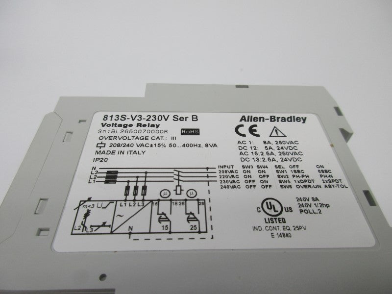 ALLEN BRADLEY 813S-V3-230V SER. B 8A 240V NSMP