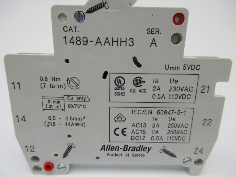 ALLEN BRADLEY 1489-AAHH3 SER. A 250VAC 3A (WH) NSMP