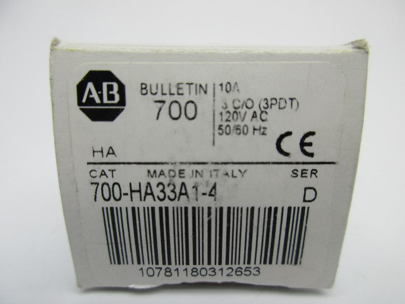 ALLEN BRADLEY 700-HA33A1-4 SER. D 10A 120VAC NSMP