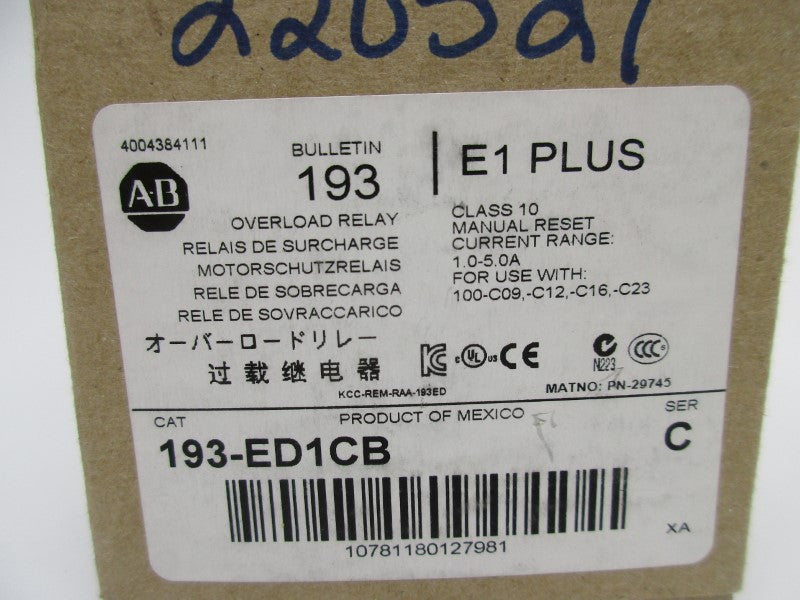 ALLEN BRADLEY 193-ED1CB SER. C 1.0-5.0A NSMP