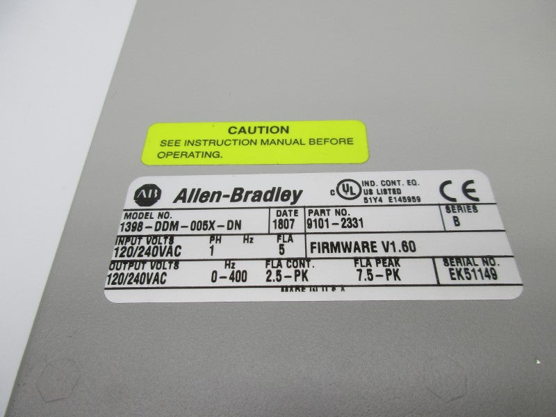 ALLEN BRADLEY 1398-DDM-005X-DN SER. B F/W V1.60 NSNP