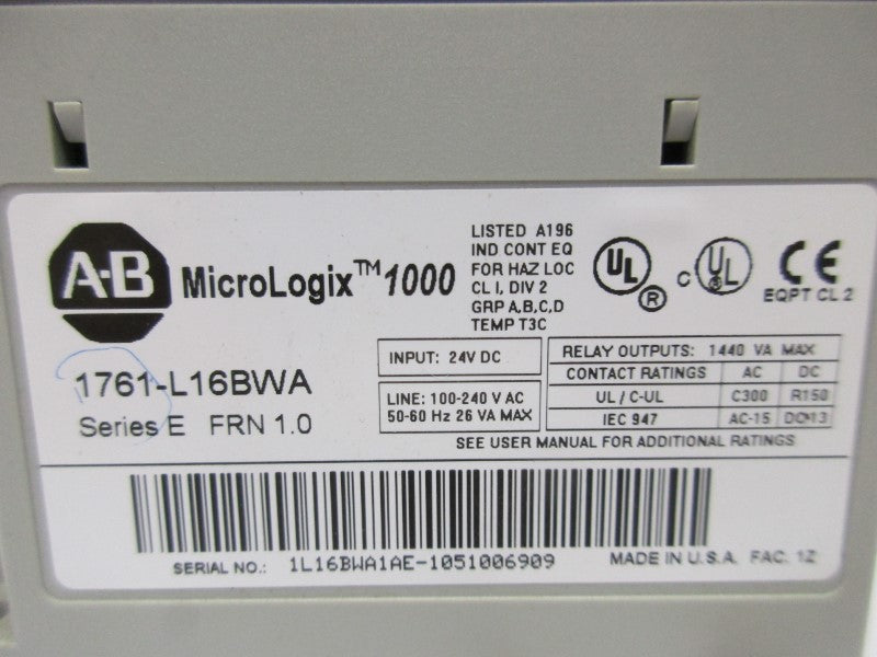 ALLEN BRADLEY 1761-L16BWA SER. E F/W 1.0 NSNP