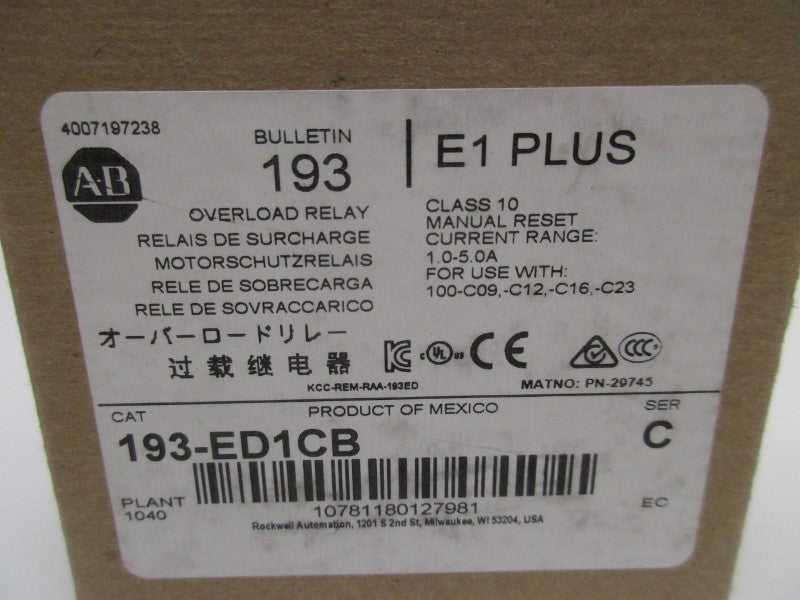 ALLEN BRADLEY 193-ED1CB SER. C 1.0-5.0A NSMP