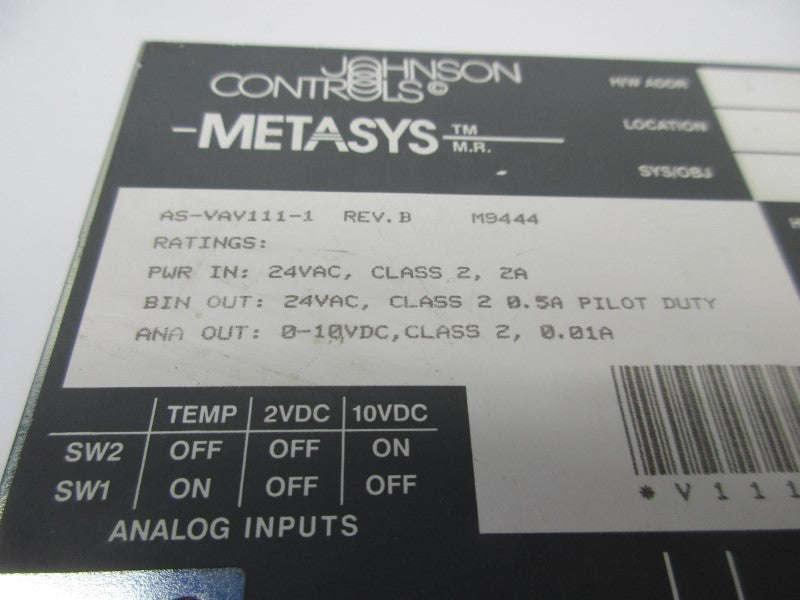 JOHNSON CONTROLS AS-VAV111-1 NSNP