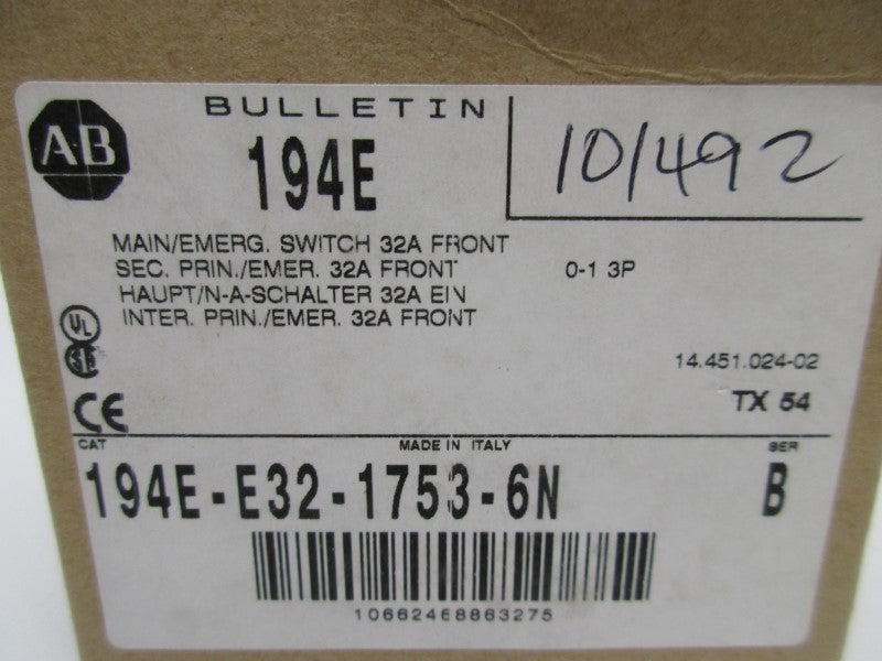 ALLEN BRADLEY 194E-E32-1753-6N SER. B (AS PICTURED) NSMP