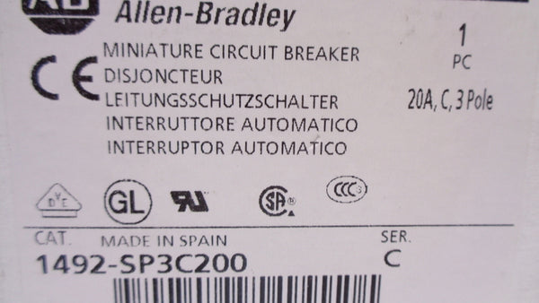 ALLEN BRADLEY 1492-SP3C200 SER. C 20A 415VAC NSMP