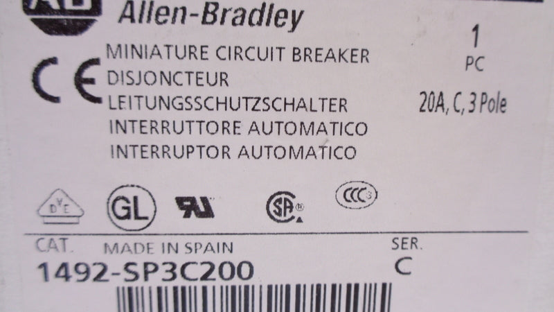 ALLEN BRADLEY 1492-SP3C200 SER. C 20A 415VAC NSMP