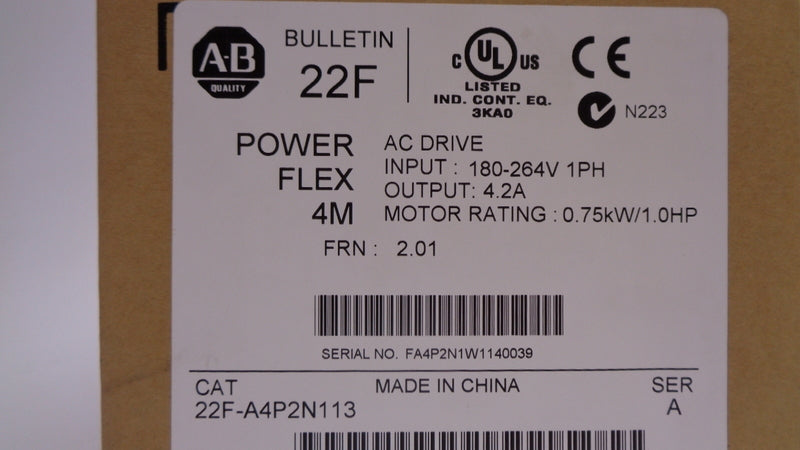 ALLEN BRADLEY 22F-A4P2N113 SER. A F/W 2.01 NSMP