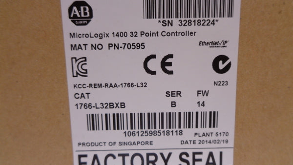 ALLEN BRADLEY 1766-L32BXB SER. B F/W 14 NSMP