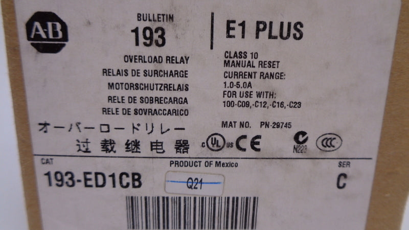 ALLEN BRADLEY 193-ED1CB SER. C 1.0-5.0A (BR/WH) NSMP