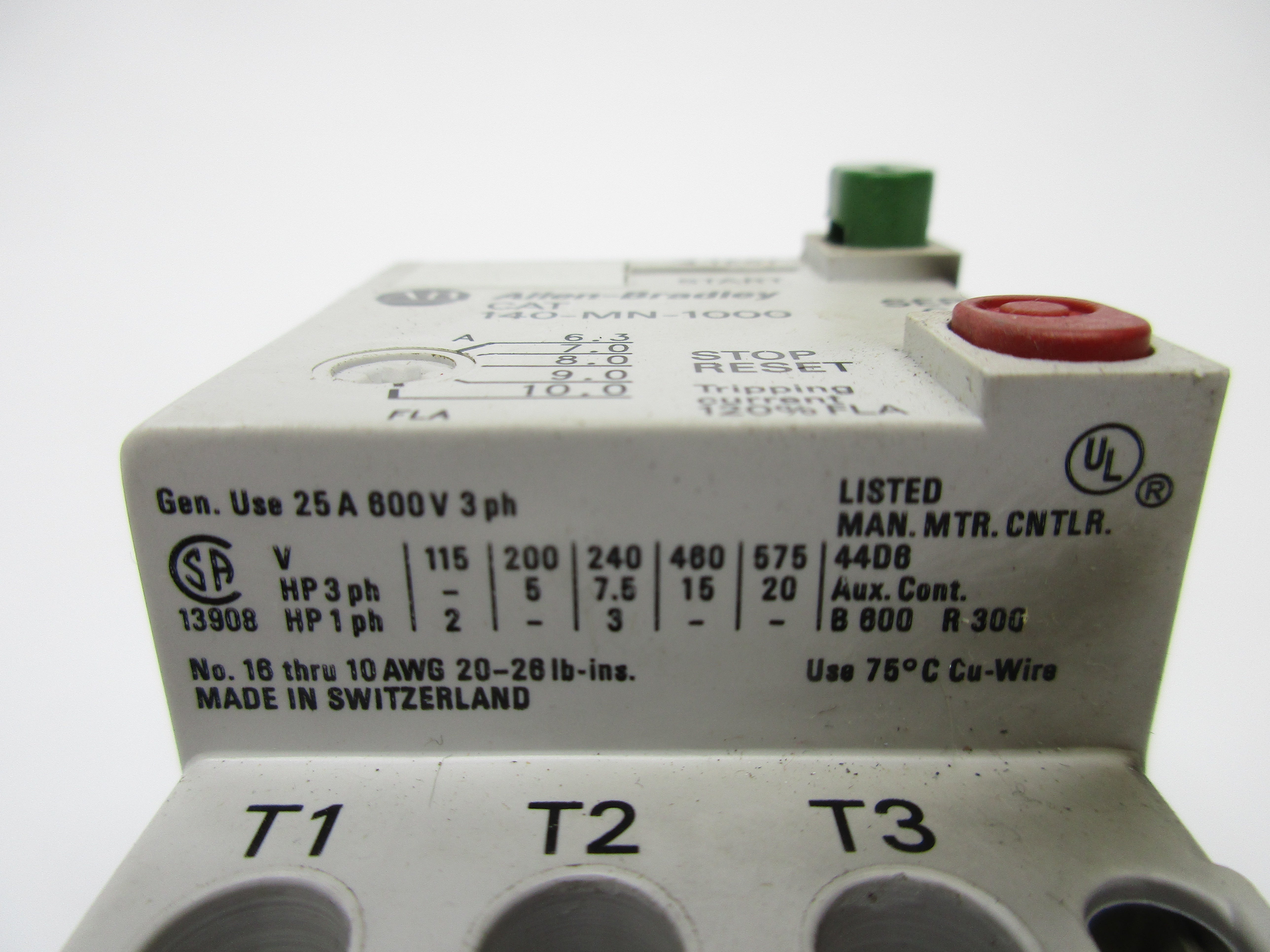 ALLEN BRADLEY 140-MN-1000 SER. C 6.3-10.0A 600V UNMP