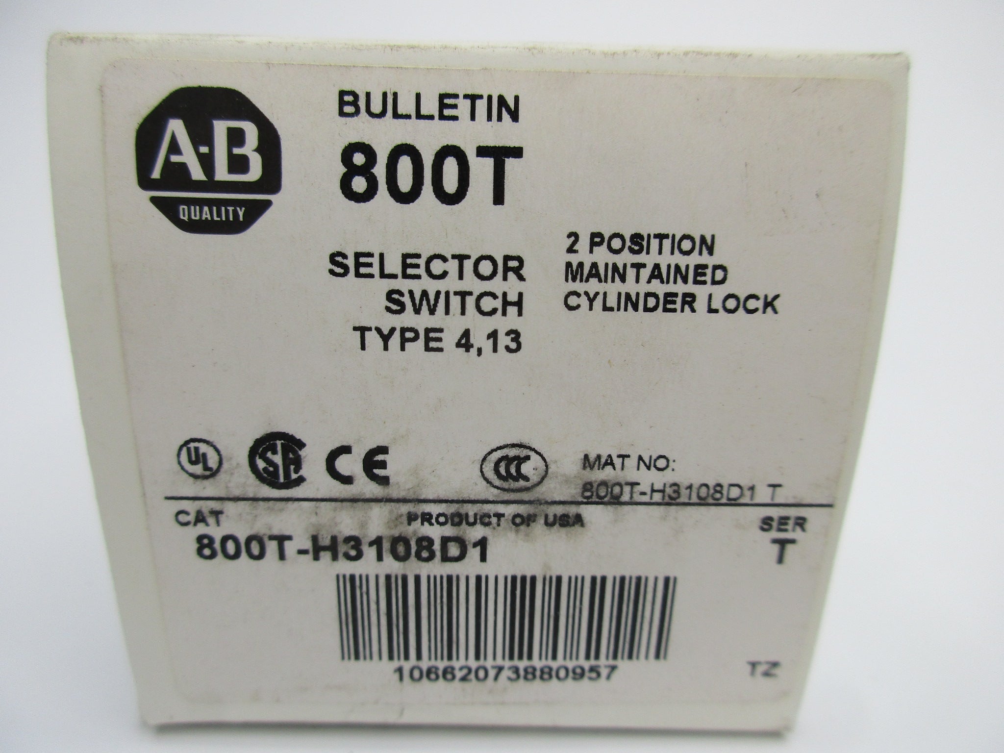 ALLEN BRADLEY 800T-H3108D1 SER. T (W/ KEY) (WH) NSMP
