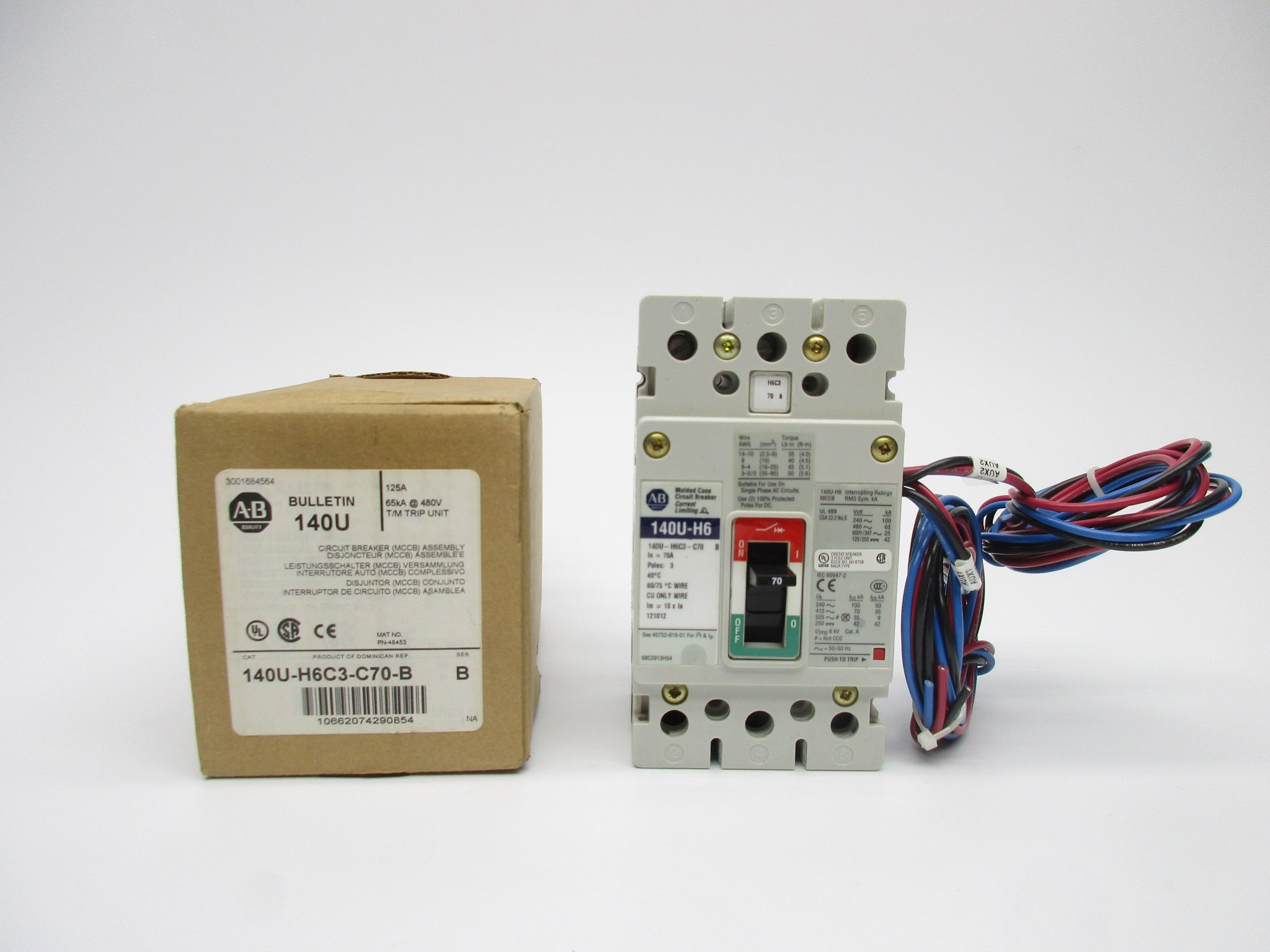 ALLEN BRADLEY 140U-H6C3-C70-B SER. B 70A 480V (BR/WH) NSMP