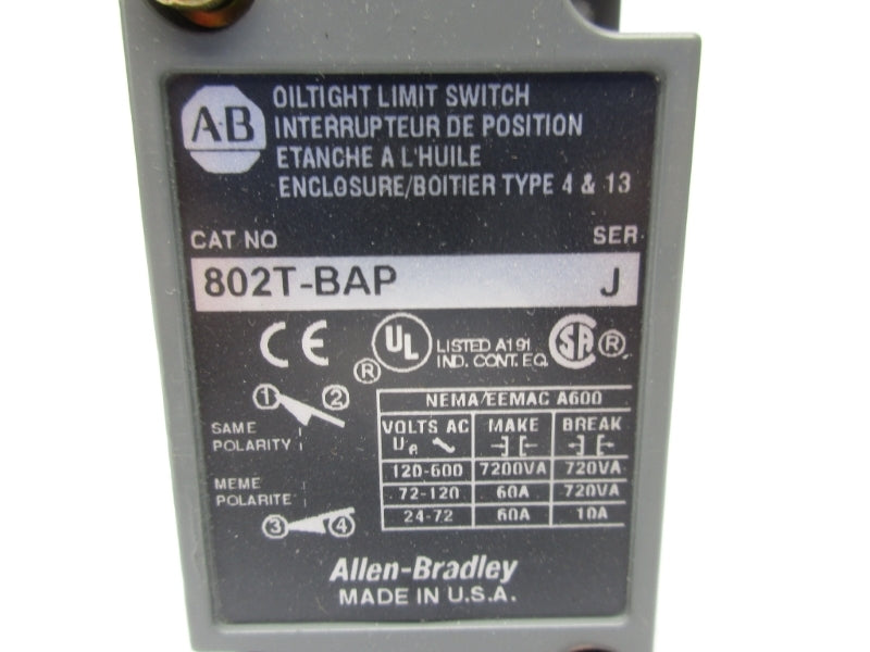 ALLEN BRADLEY 802T-BAP SER. J 120-600VAC 60A NSNP