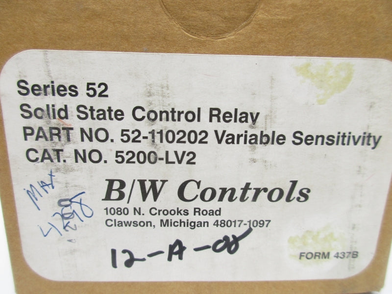 BW CONTROLS 52-110202 5200-LV2 10A 240VAC NSMP