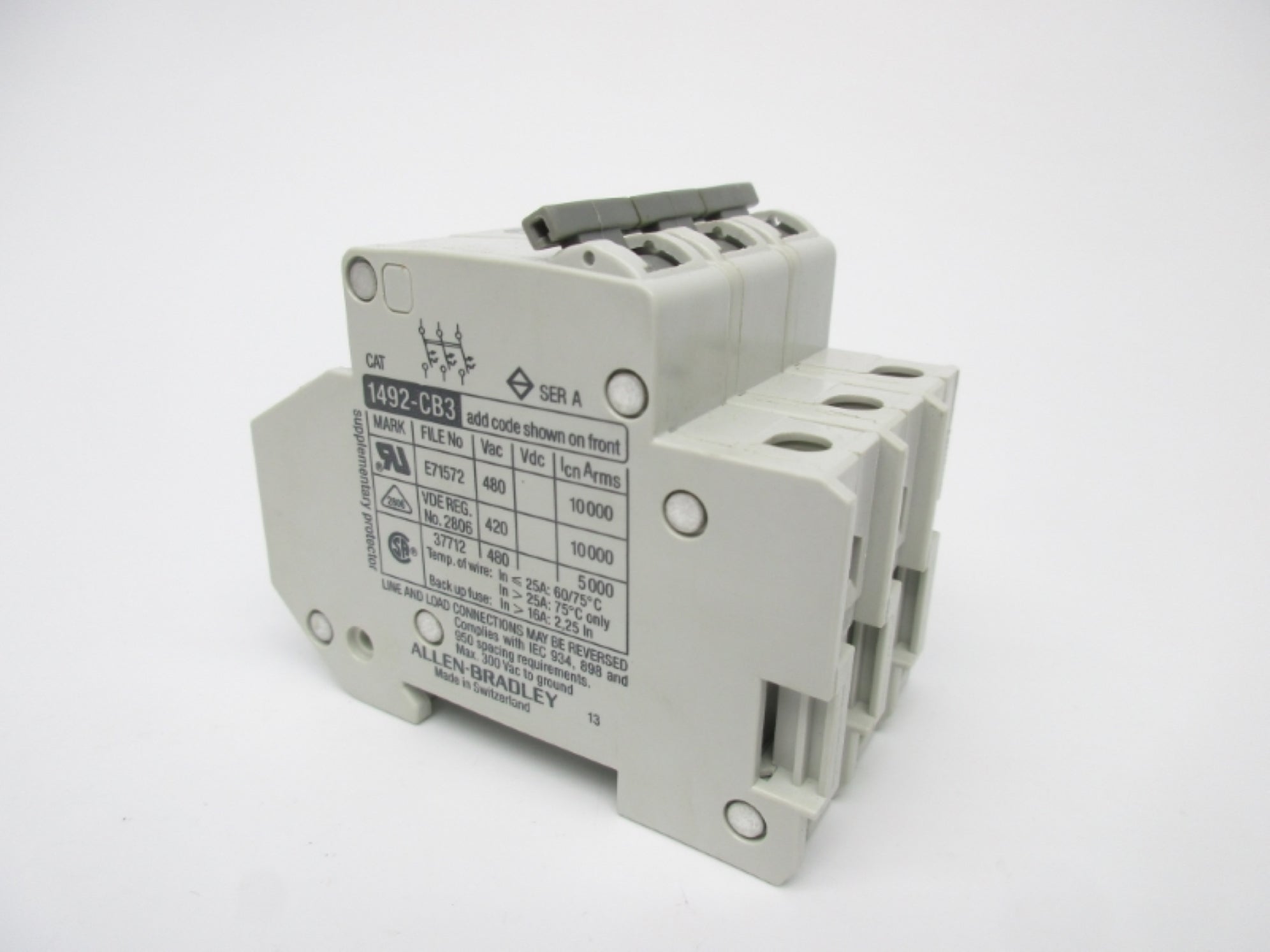 ALLEN BRADLEY 1492-CB3G150 SER. A 15A 300VAC NSMP