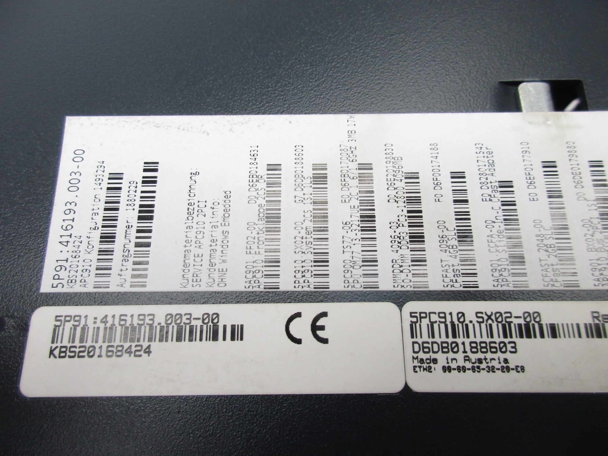 B&R AUTOMATION 5PC910.SX02-00 5P91:416193.003-00 NSNP