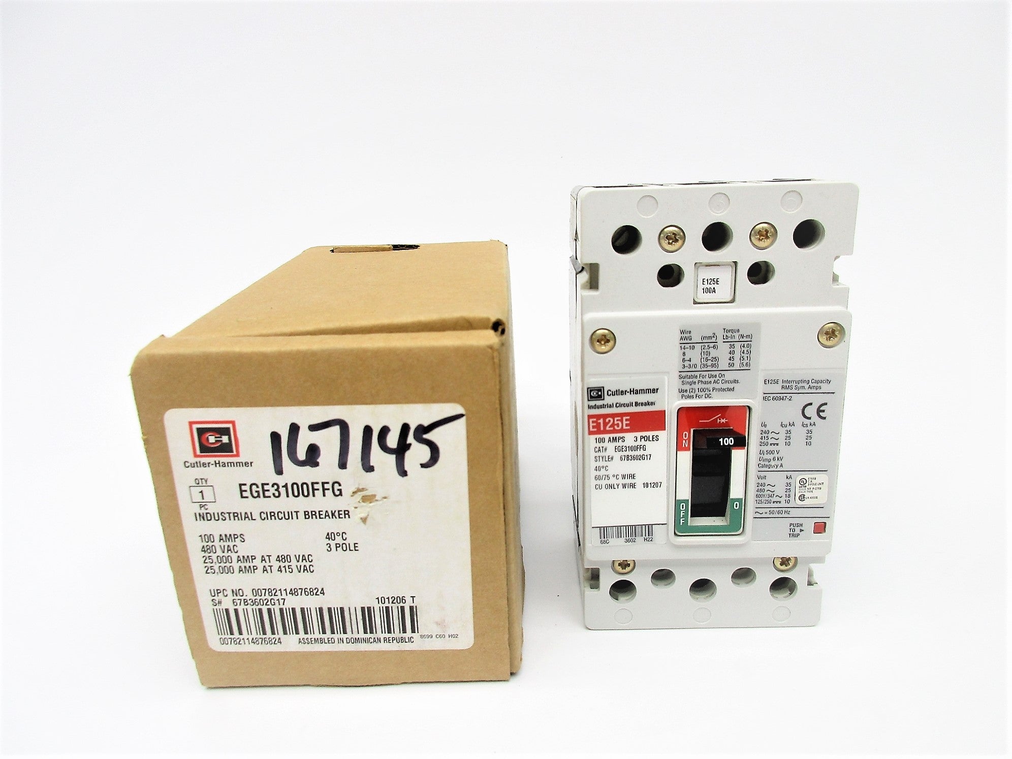 CUTLER HAMMER EGE3100FFG 100A 480VAC NSMP