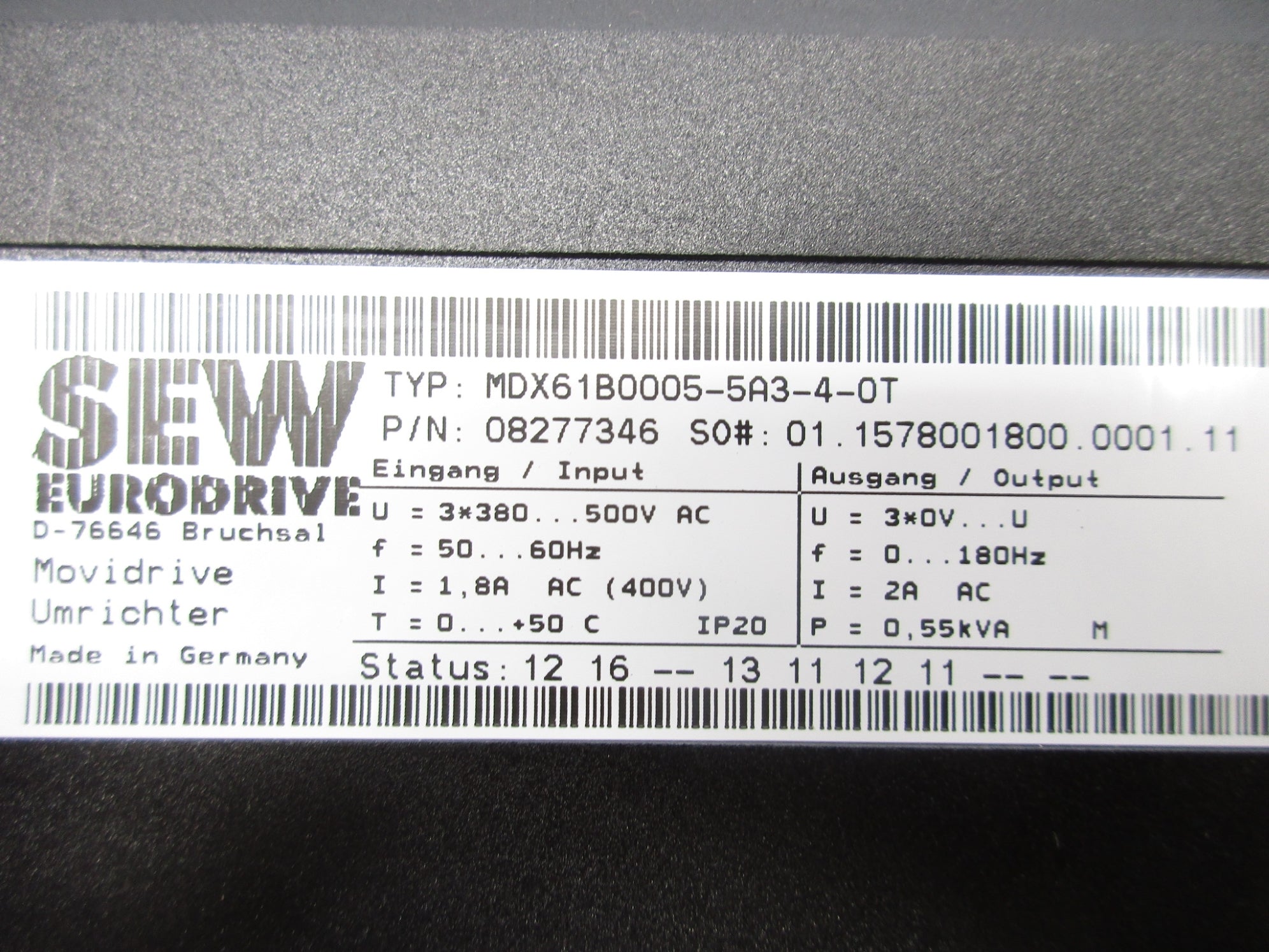 SEW EURODRIVE MDX61B0005-5A3-4-0T 08277346 (AS PICTURED) NSNP