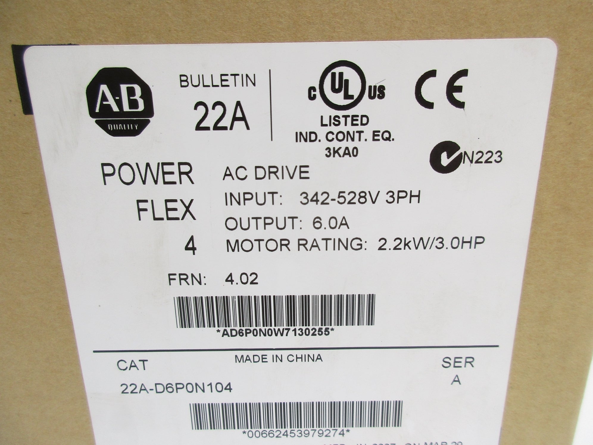 ALLEN BRADLEY 22A-D6P0N104 SER. A F/W 4.02 NSMP