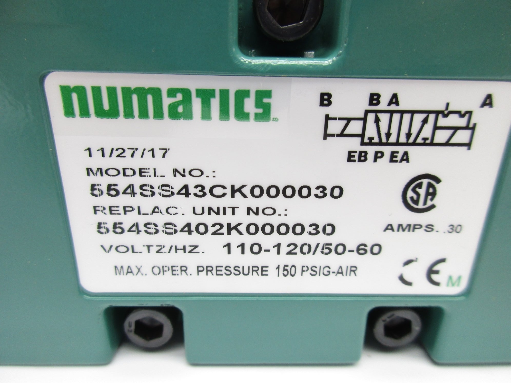 NUMATICS 554SS43CK000030 110/120V NSNP