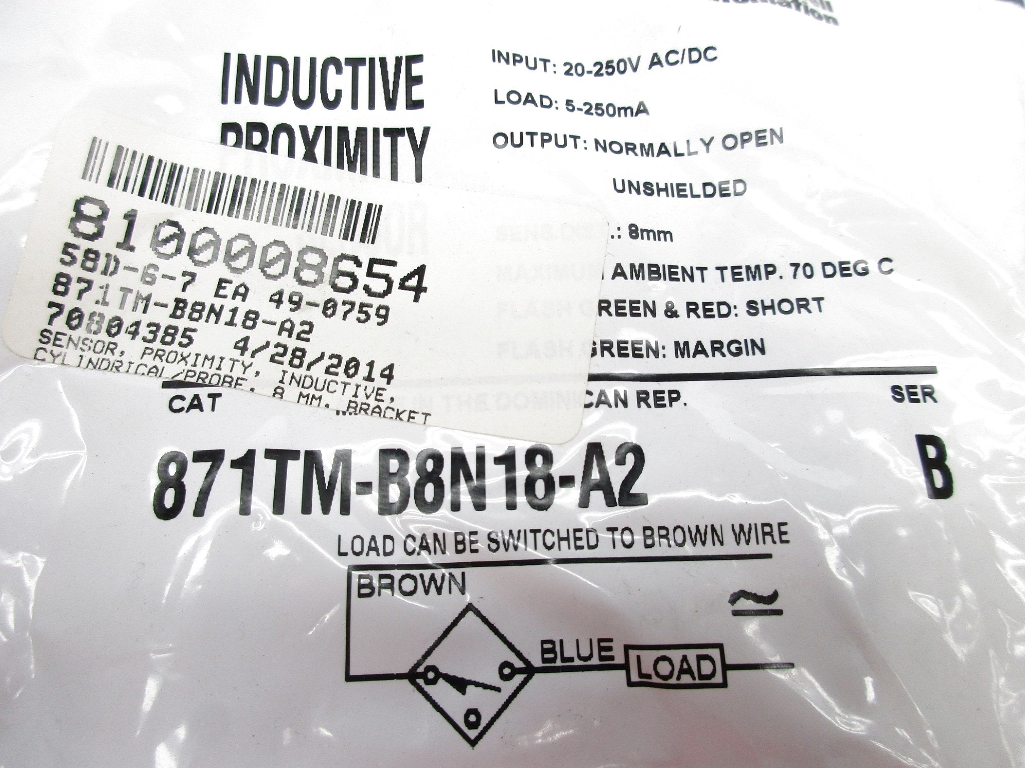 ALLEN BRADLEY 871TM-B8N18-A2 SER. B NSMP