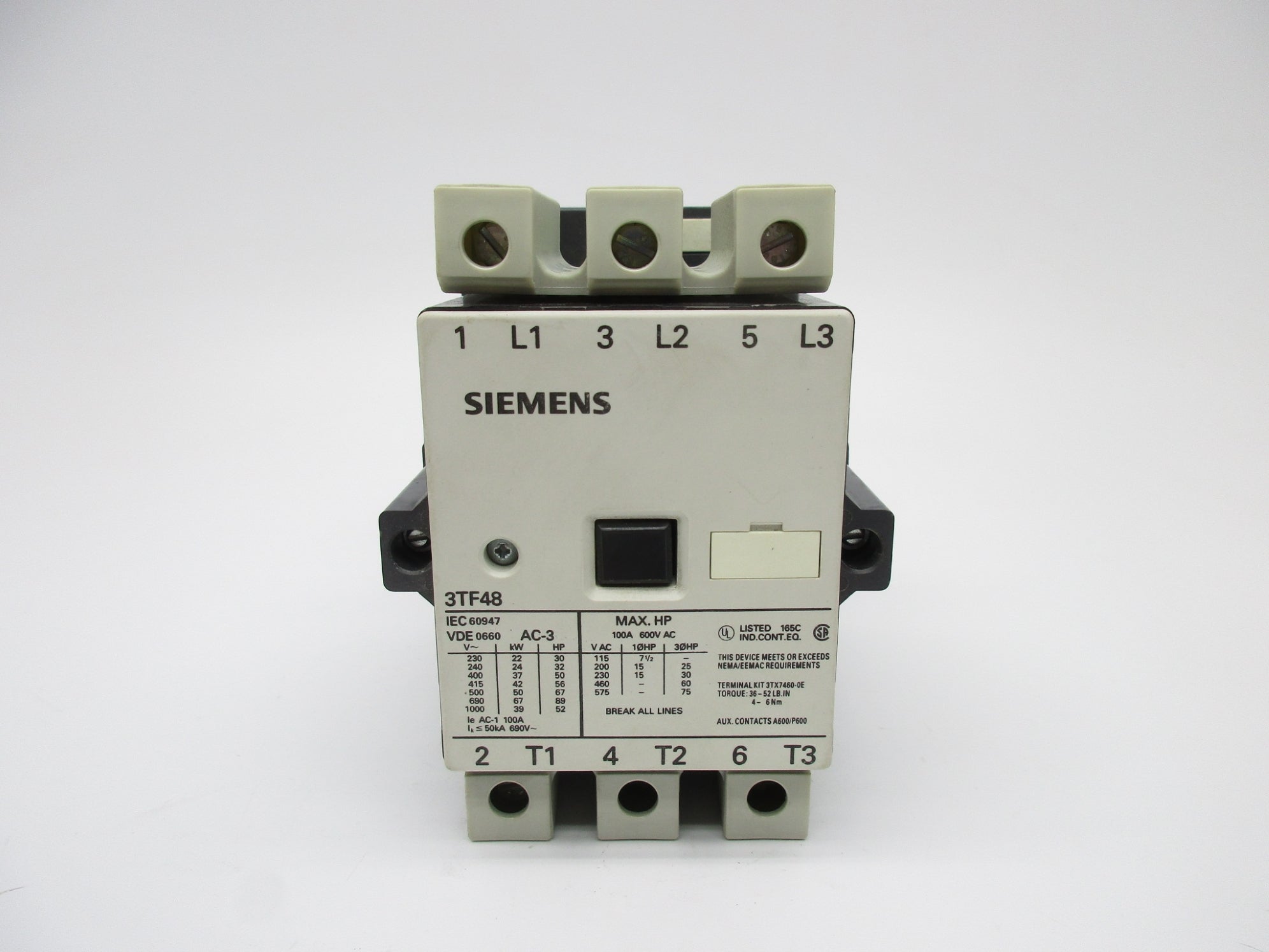 SIEMENS 3TF4822-0AK6 600VAC NSNP