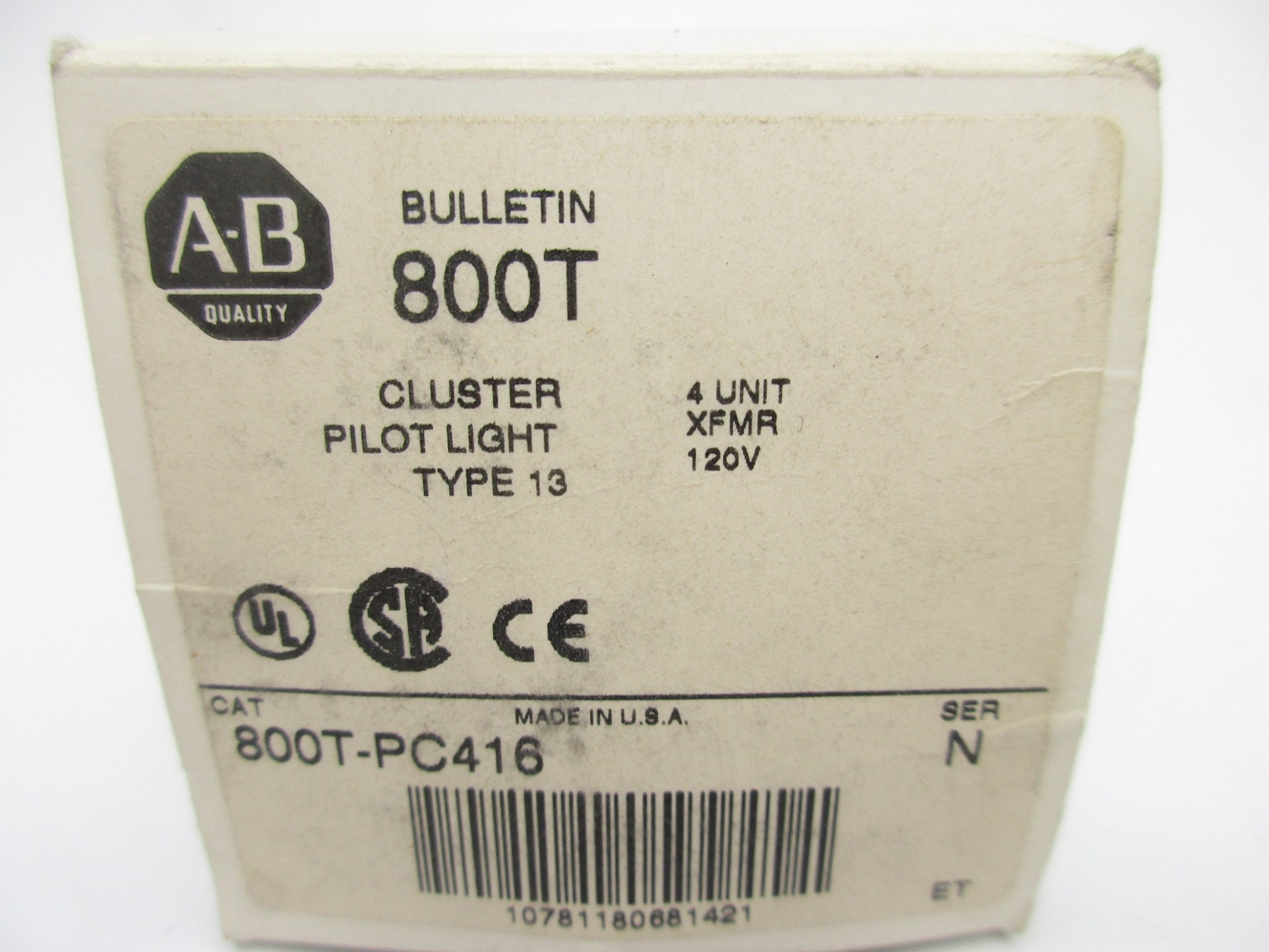 ALLEN BRADLEY 800T-PC416 SER. N 120VAC (WH) NSMP