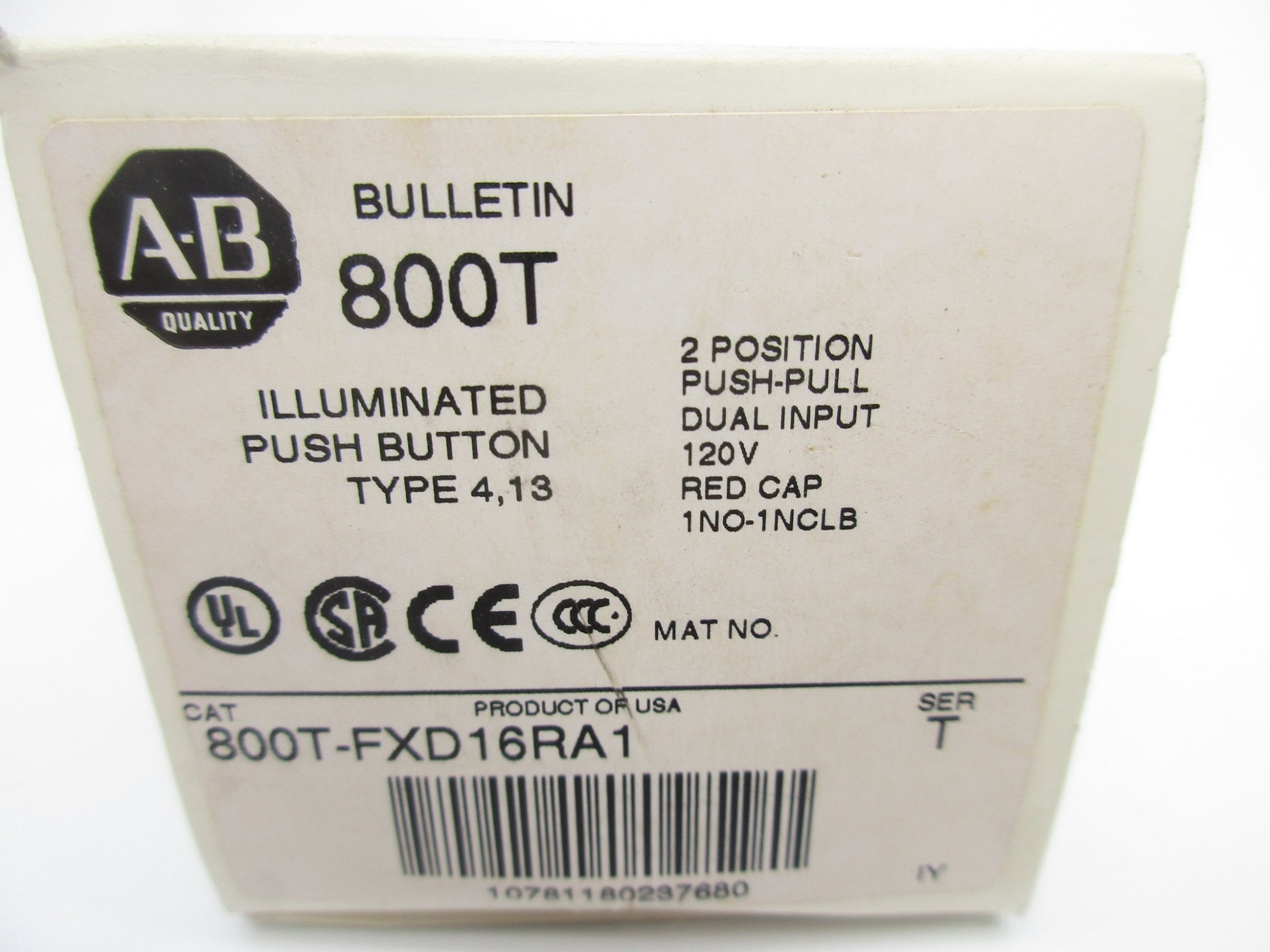 ALLEN BRADLEY 800T-FXD16RA1 SER. T (WH) NSMP